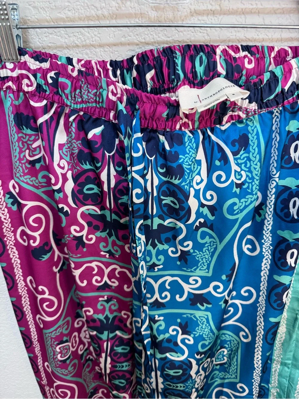 Anthropologie Silky Button Down Matching Pajama Set Women’s S/M Paisley Boho